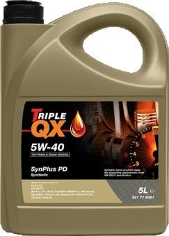 Triple QX Aceite de motor 5W-40 SYNPLUS Aceite sintetico ACEA C3 API SN API CF PD 5L Compatible con VW Polo V Hatchback 6R1, 6C1 Golf 7 Hatchback 5G1, BQ1, BE1, BE2, OPEL Corsa D Hatchback S07, BMW