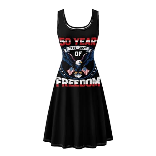 Image of Women Stylish Tank Dresses Sleeveless Round Neck Midi Casual Dress with Pocket for Summer