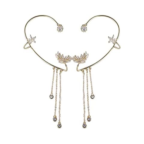 QKEPCY Ear Wrap Earrings Crawler Earrings Wrap Earrings Dangle Earrings Chain Star Earrings for Women Cuff Earrings Drop rawler Earrings Wrap Fashion Birthday Earrings Gifts (Gold) Cover