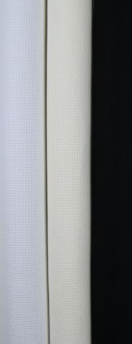 Image of KCS 3 pc of 15 inch x 18 inch(38cmx45cm) 14 Count Cross Stitch Cotton Aida Cloth Needlework Rolled Fabric Box,14CT,White+Antique White+Black