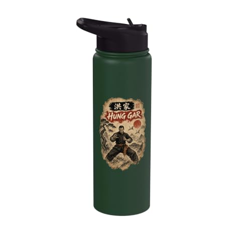 Hung Gar Calligraphy/Chinese Martial Arts Wushu Ink Design Stainless Steel Insulated Water Bottle