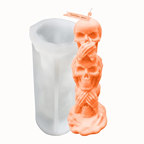 Skull Candle Making Molds, Soap Making Molds, 3D Rubber Silicone Candle Epoxy Resin Soap Mold, Dyi Moulds For Making Aromatherapy Candles For Fall Harvest Thanksgiving Party Halloween (Skull 1) #TOP15