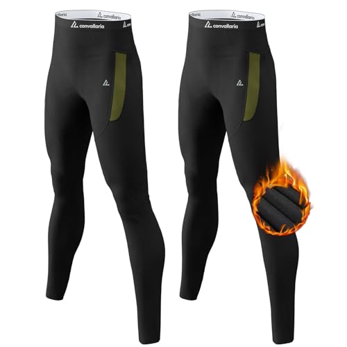 CL convallaria Herren Thermohosen 1/2 Stück Fleece gefüttert Thermal unten sportliche Basisschicht kaltes Wetter Gear