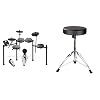 Alesis Nitro Mesh Kit – E Schlagzeug Elektronisch, achtteilig, aus Aluminium, mit Drumsticks, 385 integrierten Sounds & RockJam verstellbare Trommel Stuhltrommel Stuhl mit gepolstertem Sitz