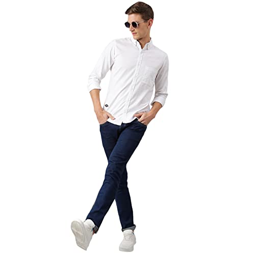 Image of Thomas Scott Men's Premium Slim Fit 100% Cotton Casual Shirt | Button-Down Collar | Full Sleeves | Solid Shirt for Men