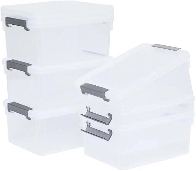 Amazon Brand-Umi 6 Packs Storage Boxes with Lids Small Storage Boxes Stackable Storage Boxes with Handles,22x16.5x10cm3l