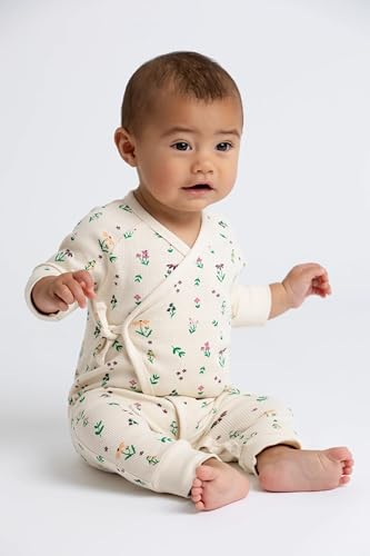 Image of monica + andy Kimono Tie Long Sleeve One Piece, 100% Organic Baby Clothes for Girls & Boys, Preemie, Newborn & Infant
