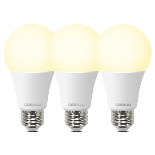 Image of DEGNJU A19 LED Light Bulbs 100W Equivalent 2700K Soft White, 1500 Lumens, E26 Base, Non-Dimmable, 13W Bright White for Bedroom Home Office, 3 Pack