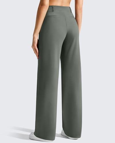 Image of G4Free EverGoing Women's Wide Leg Dress Pants Pull On Stretchy High Waisted Casual Trousers with Pockets