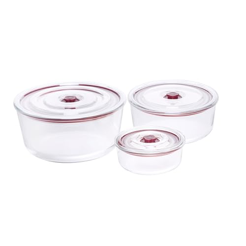 JATA HOGAR HREC4230 - Tupper Cristal Hermetico. 3 Recipientes Cristal para Alimentos. 6 unidades (3 Envases + 3 Tapas) Sin BPA. Apto para microondas, congelador. Para Sólidos y Líquidos.
