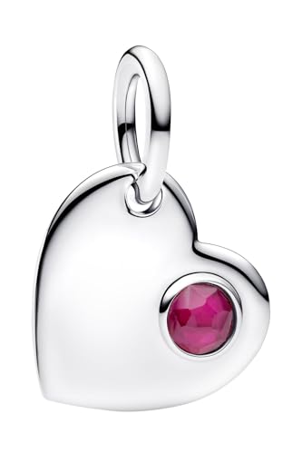 Pendentif en argent sterling 794295C07 gravé cœur cristal rouge