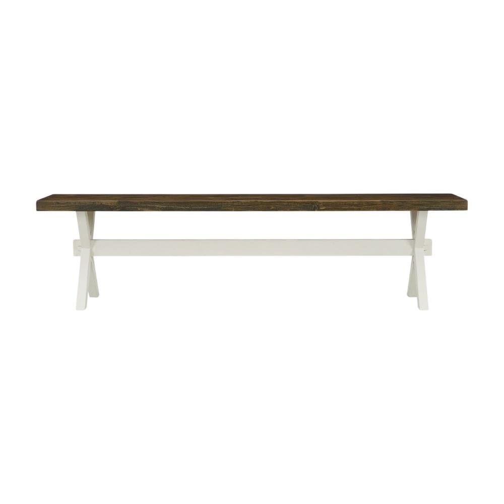 Wooden Dining Bench with X-Style Base by Furnifact – Rubber, Brown/White