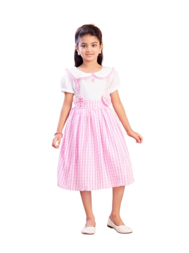 Image of Aarika Girls Green Colour Checks Print Cotton Frock