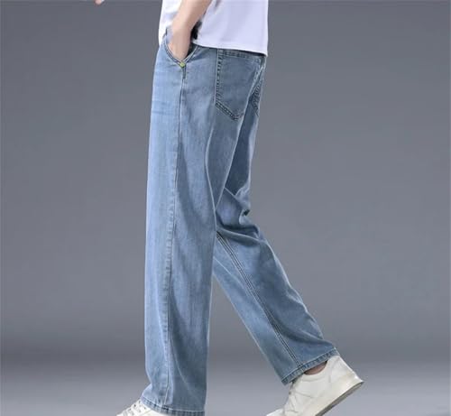 Men's Business Jeans Thin Casual Straight Loose Pants Multi-Pocket Jeans3