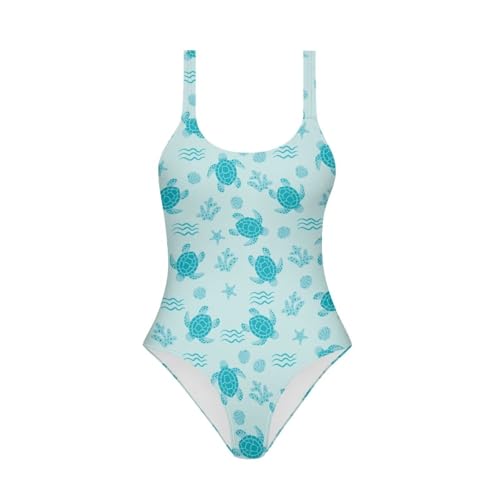 Image of One Piece Bathing Suit for Teen Girls Comfy Crewneck Backless Bathing Suit