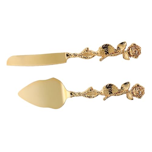 SOLUSTRE 1Set Elegant Cake Serving Set with Serrated Cutter and Server for Slicing Cake Pizza Bread and Cheese for Anniversaries and Special Occasions