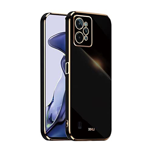 EASSGU Marco Electrochapado Funda para Realme C31 (6.5' Inches) Carcasa Protectora de Color de Silicona TPU Suave - Negro