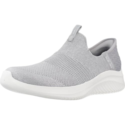Skechers Ultra Flex 3.0 Smooth Step, Sneaker Donna, Light Grey Knit Jersey Trim, 39 EU