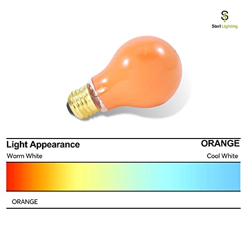 Sterl Lighting – 40 Watt Colored A19 E26 Base Standard For Halloween/Christmas Indoor Or Outdoor Incandescent Light Bulbs Decorative Party Appliances 120V 4.09 Inch 90Lm Ceramic Soft Orange – 4 Pack #TOP2