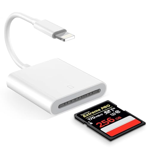 (Apple MFi Certified) Lightning to SD Card Camera Reader for iPhone,Trail Camera Viewer SD Memory Card Reader Adapter Compatible with iPhone 14/13/12/11/XS/XR/X/8/7/iPad,Plug and Play