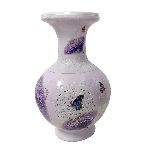 200PCS 3D Puzzle Vase - 6.9x6.9x11.1 DIY Flower Vase Kit for Adults, STEM Craft, Home Decor Gift - No Glue Needed (Purple Blossoms)