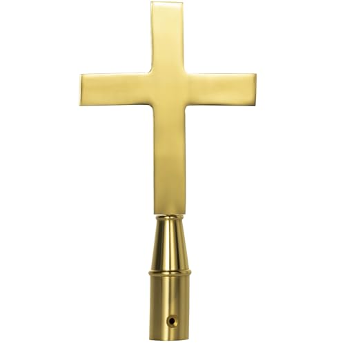 Gold Brass Church Cross 9.25" for 7/8" flagpole top