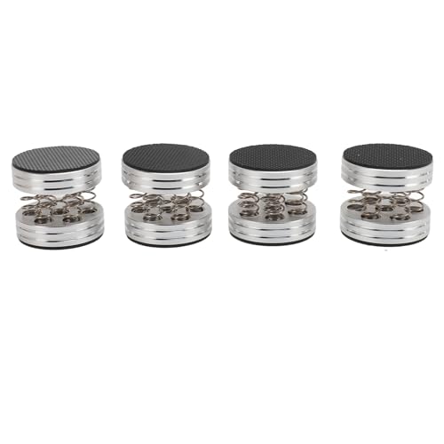 4PCS Aluminum Speaker Isolation Feet, Spring Speaker Shock Base Pad, Vibration Absorber for Amplifier, Turntable, CD DVD Players, Non Slip Rings Home Theater (Silver)