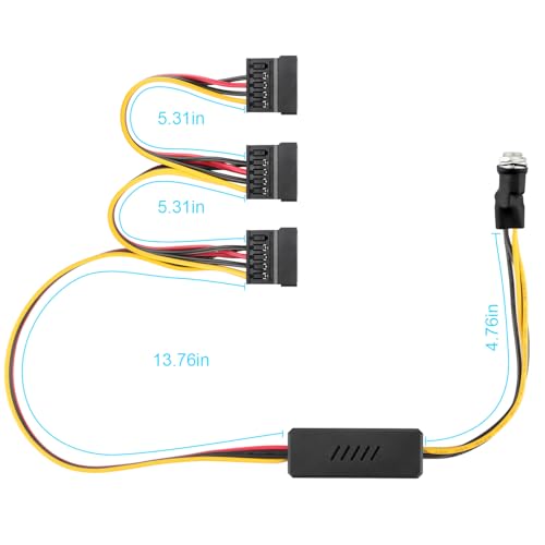 Câble DC 12V vers 3 SATA OwlTree adaptateur 5.5x2.5mm - 4