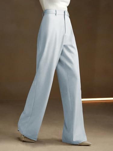 Image of KERI PERRY Trousers for Woman Pants Women's Formal Office Korean | Black Beige Track Pant | Straight | Cotton Spandex Stretchable Trouser | High-Waisted Bottom Wear
