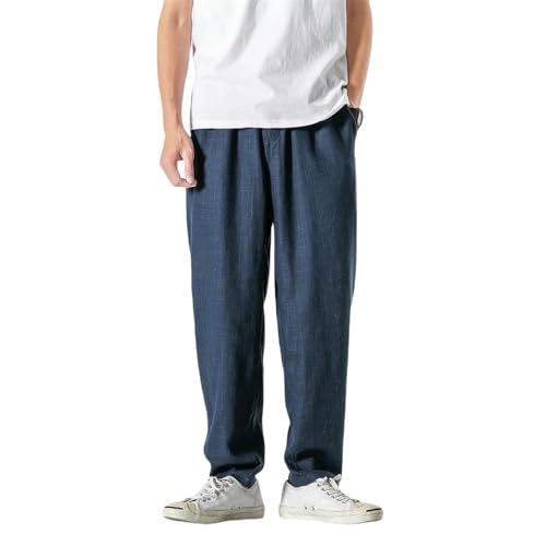 Pantalon sarouel homme en coton lin style chinois ample et respirant pour l'été