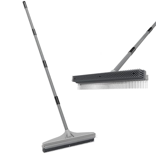 Walensee Carpet Rake for Pet Hair Removal, 2 in 1 Rug Rake to Fluff Carpet with Nylon Groomer Brush,...
