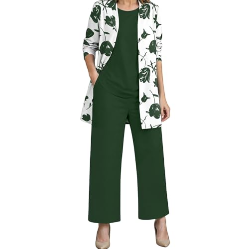 Conjunto de traje de casa de 3 piezas para mujer: ropa cómoda y elegante con estampado floral