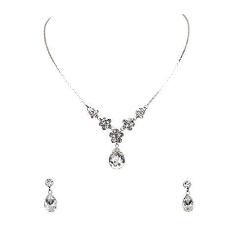 Image of Faship Gorgeous Rhinestone Crystal Floral Necklace Earrings Set