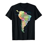 watercolor Map of South America T shirt Brazil Argentina T-Shirt