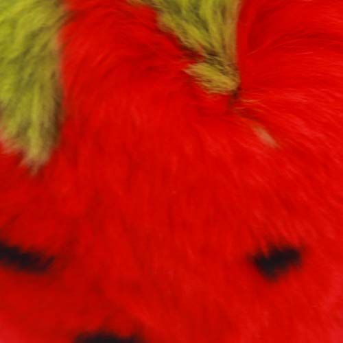 Surell - Real Rex Rabbit Fur Strawberry Fruit Keychain - Kawaii Pom-Pom Bag Purse Food Charm - Adorable Straw Berry Gold Ring Fluffy Fur Ball - Fashion Gift (Red,Green) #TOP2