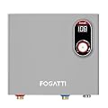 FOGATTI Electric Tankless Water Heater 18kW 240Volts - Endless On Demand Hot Water, Self-Adjustment Function, 2-3 Point of Use Hot Water for the Whole House Shower, With LED Digital Panel, Gray