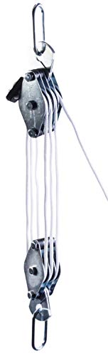 Connex Flaschenzug - 2,20 m 180 kg - weiß/chromfarbig - Ringe geschweißt - Metallteile verzinkt - Seil 16-fach geflochten aus Polypropylen/Flaschenzug 100kg / DY270865