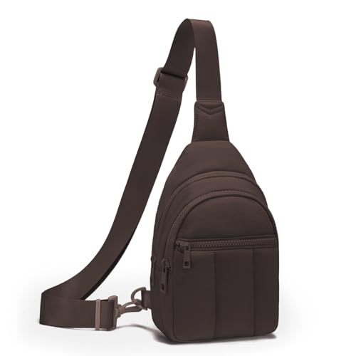 Image of Viverte Quilted Puffer Crossbody Bags for Girls Gifts for Teen Girls Sling Bag Lightweight Cross Body Bubble Purse Shoulder Bag for Travel (Coffee)