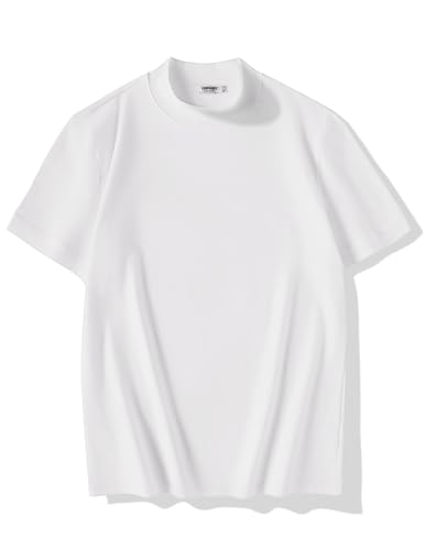 Image of COOFANDY Mens Mock Turtleneck Shirts Casual Premium Cotton Short Sleeve Shirt Basic Half Neck T-Shirts