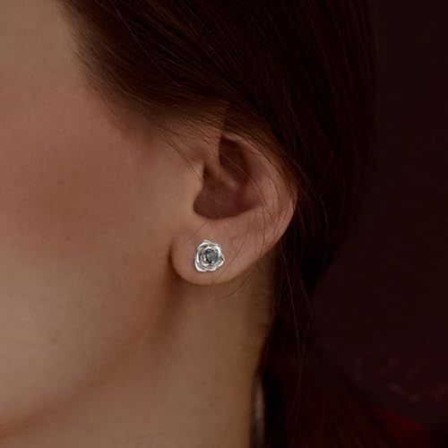 Rose Earrings for Women - Sterling Silver Earrings for Sensitive Ears Hypoallergenic Cubic Zirconia Flower Earrings Classic Lightweight Earrings for Ladies Gifts for Birthday for Mother Wife3