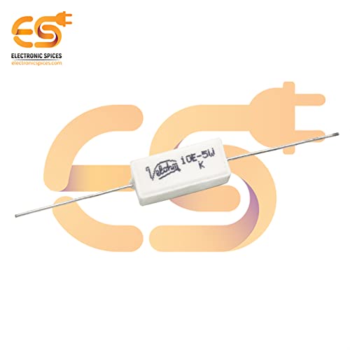 Image of Electronic Spices 10 Ohm (Ω) 5 Watt Fusible Ceramic Cement Power Resistor Pack of 5pcs