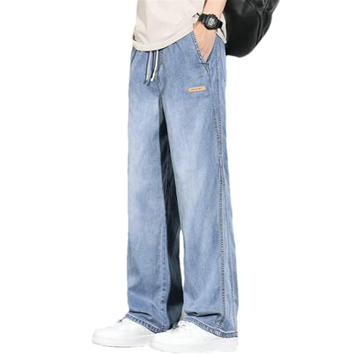 Summer Thin Casual Jeans Comfortable Stretch Waist Lyocell Fabric Korean Soft Trousers Male Vintage Denim Pants