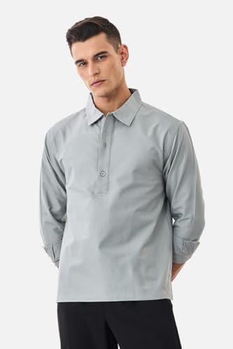 Image of SNITCH Men Casual Shirt | Slim Fit Full Sleeve Button-Down Collar Plain Design | Premium Cotton Blend & Stretchable Fabric for College & Everyday Wear