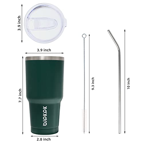 Image of BJPKPK 30 oz Tumbler with Lid and Straw, Insulated Stainless Steel Cup | Double Wall Vacuum, BPA Free, Leak Proof, Keeps Hot /Cold, Travel & Beach Ready, Car Holder Fit, Army Green