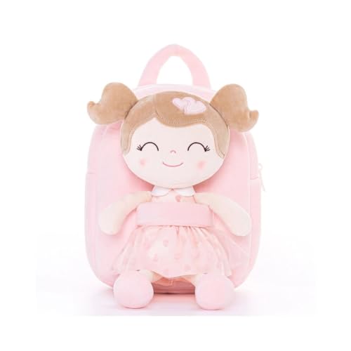 Gloveleya Toddler Backpack Baby Girl Gift Plush Bag Diaper Bag with Pink Flocking Heart Girl Backpack