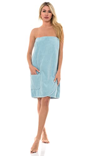 Image of TowelSelections Womens Shower Wrap Adjustable Cotton Terry Cloth Gym Cover Up with Snaps