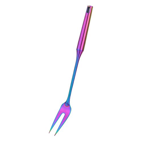 BuyGo Rainbow Meat Carving Fork 18/8 Stainless Steel Big Serving Fork for Meat Beef Turkey, 14.76 Inch, Dishwasher Safe