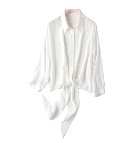 Chemise blanche femme en crêpe de soie fluide à coupe lâche moderne