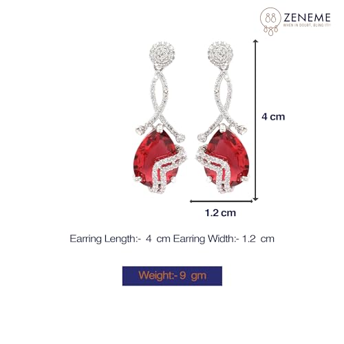 Rhodium-Plated American Diamond Drop Earrings
