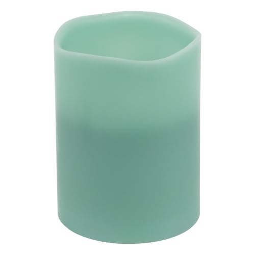 Image of Northlight Flameless LED Lighted 3-Wick Flickering Wax Pillar Candle - 8 inch - Sage Green